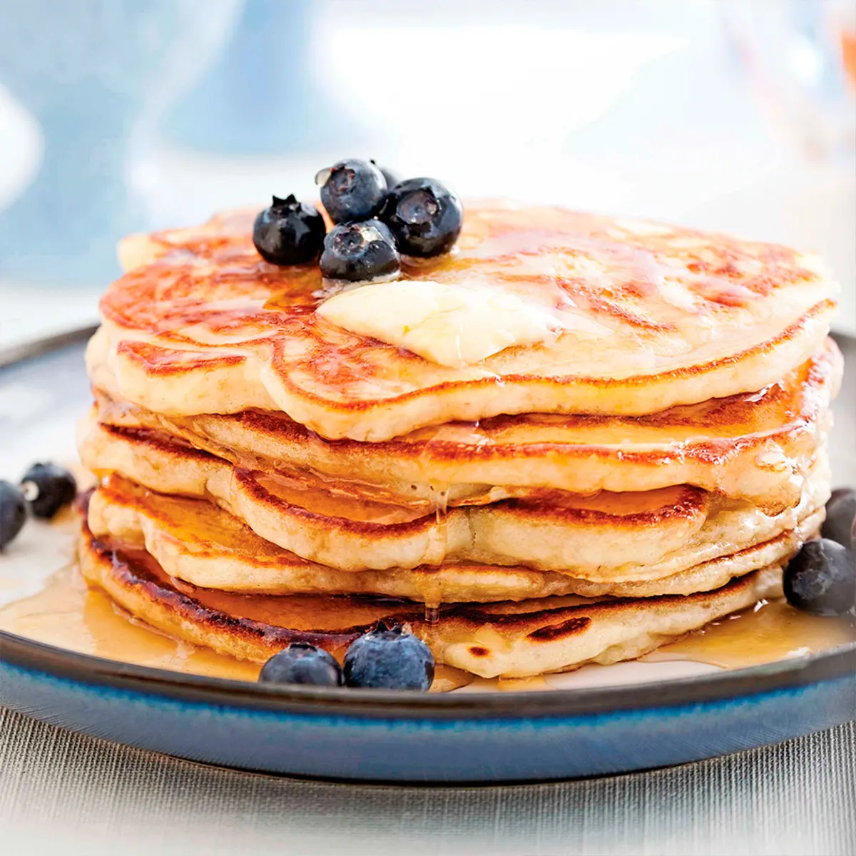 Bananas pancakes with blueberries