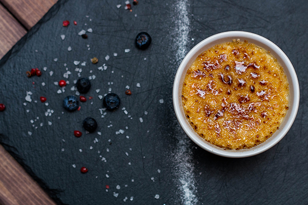 Crème brûlée aux bleuets