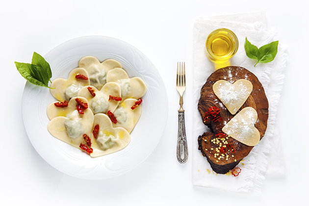 Raviolis en forme de cœur pour la St-Valentin