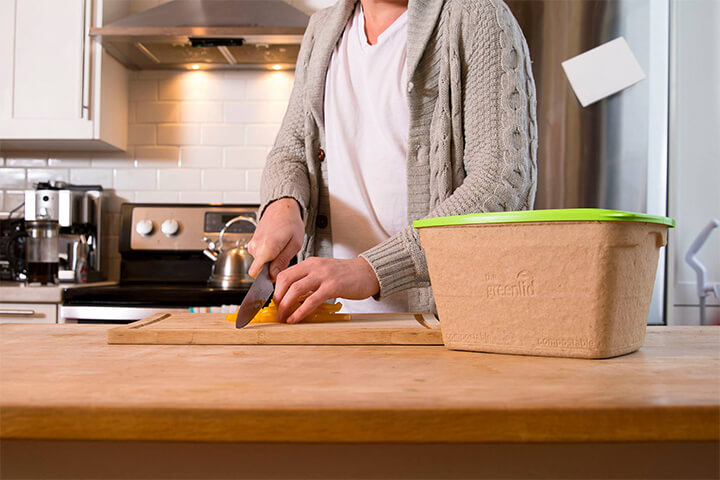 Produit écologique : bac à compost compostable Greenlid