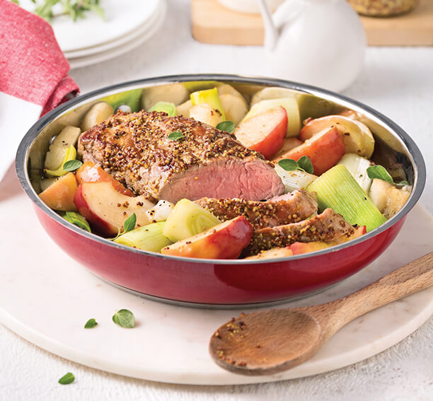 Recette de one pot au porc, aux poireaux et pommes caramélisés à l'érable