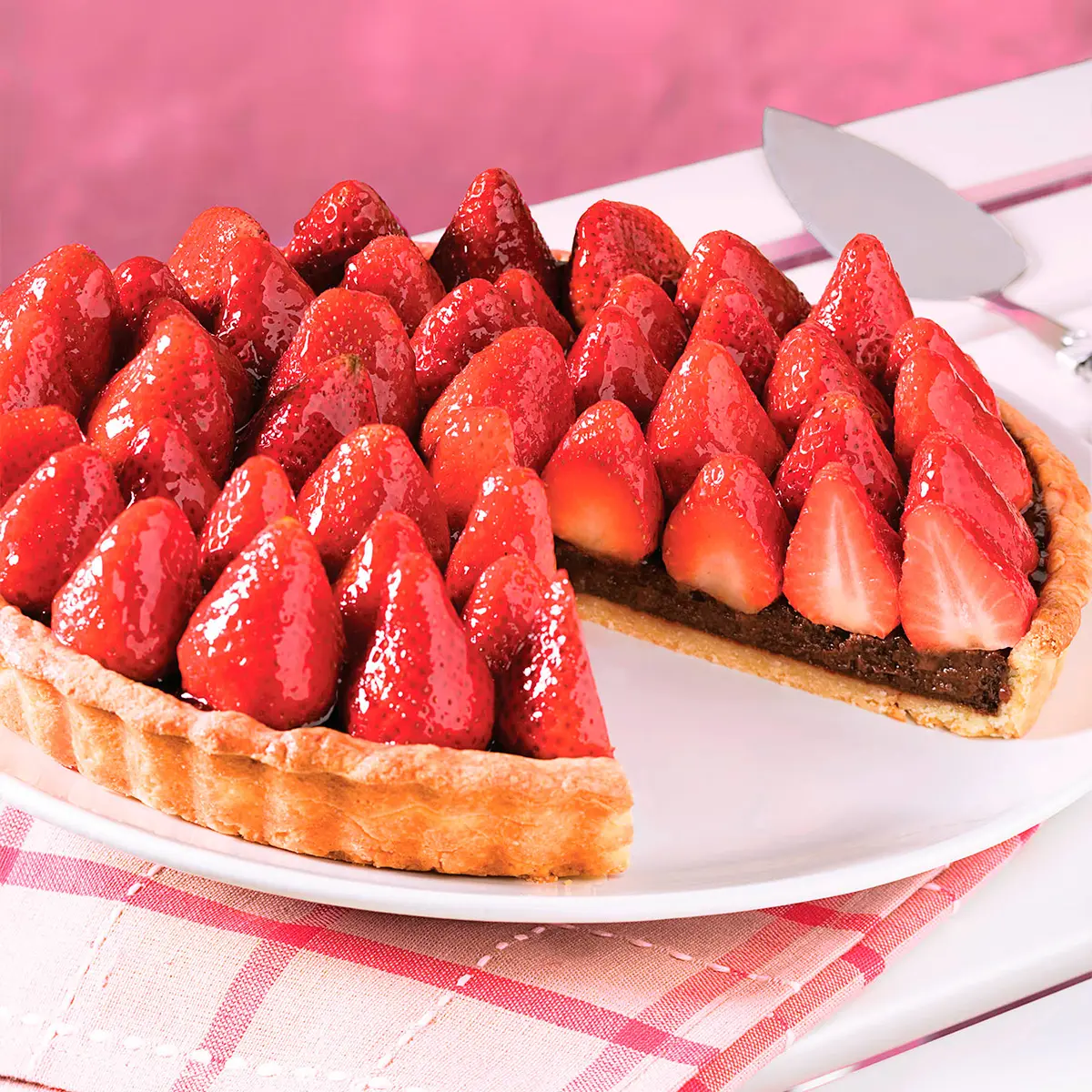 Tarte chocolatée aux fraises