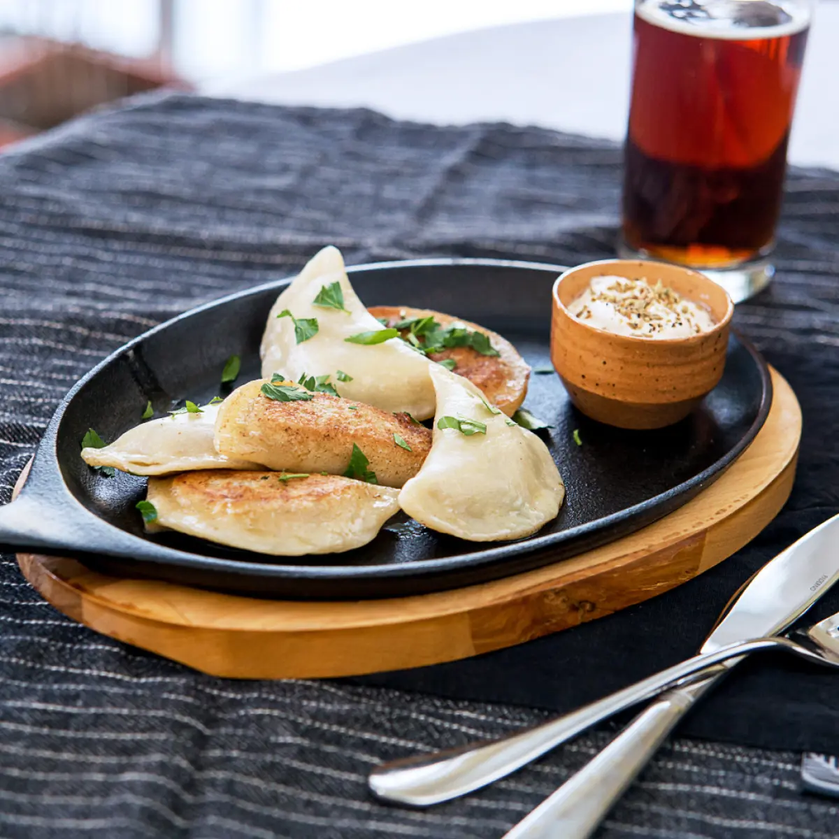 Beef and leek pierogi