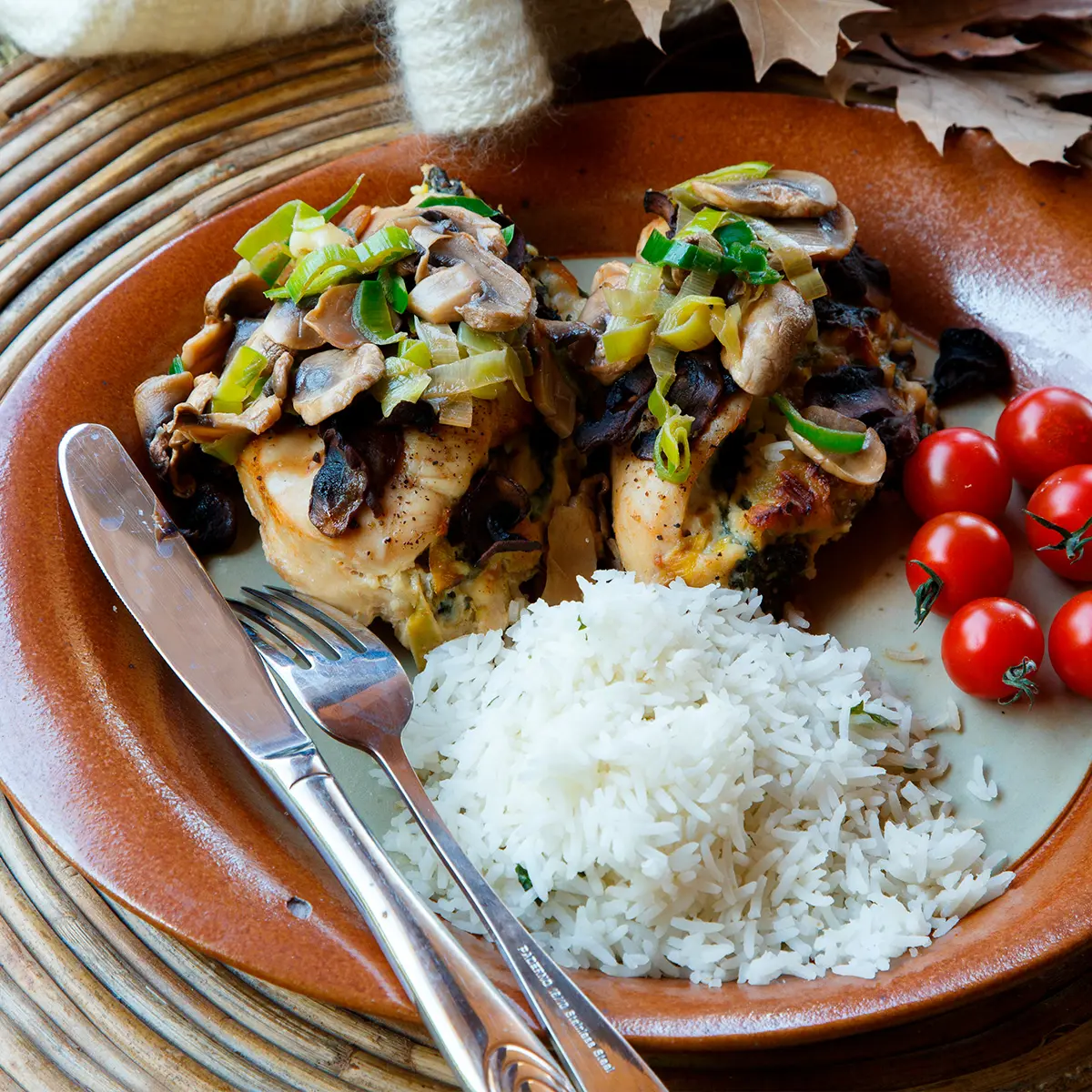 Leek stuffed chicken breasts