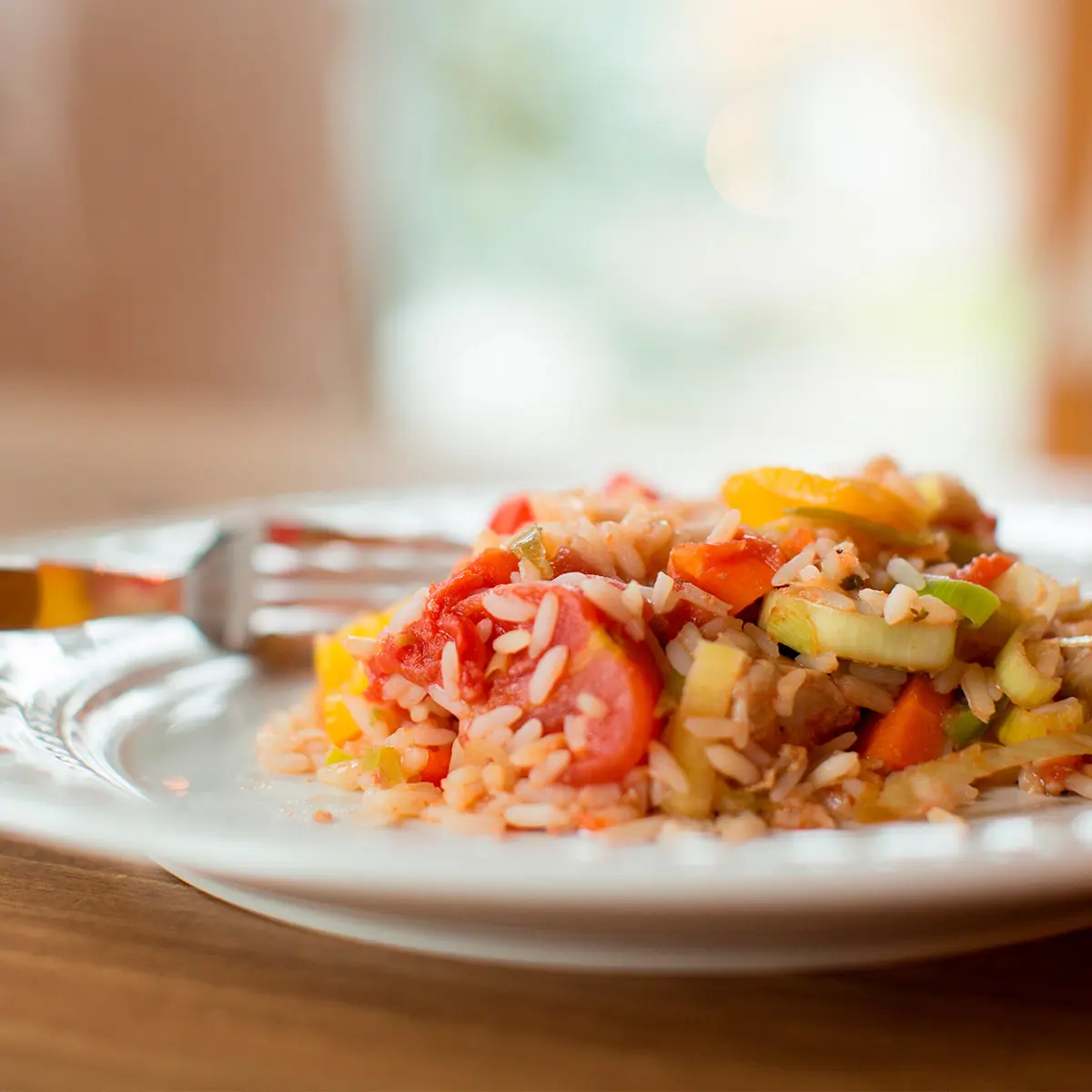 Casserole de riz au porc et aux poireaux