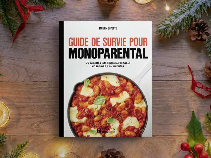 Page couverture du livre de recettes Guide de survie pour monoparental de Martin Goyette