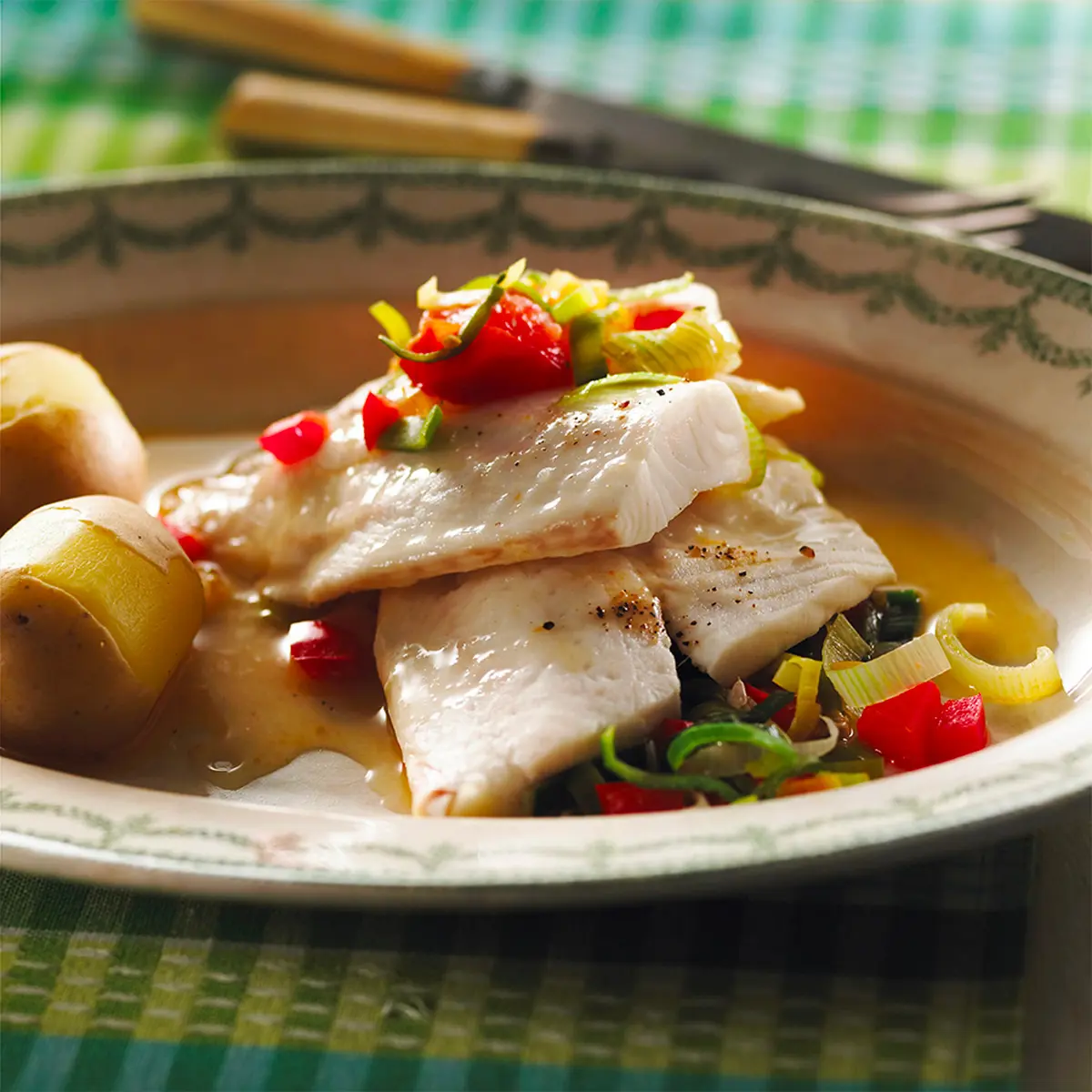 Talapia fillet with leeks