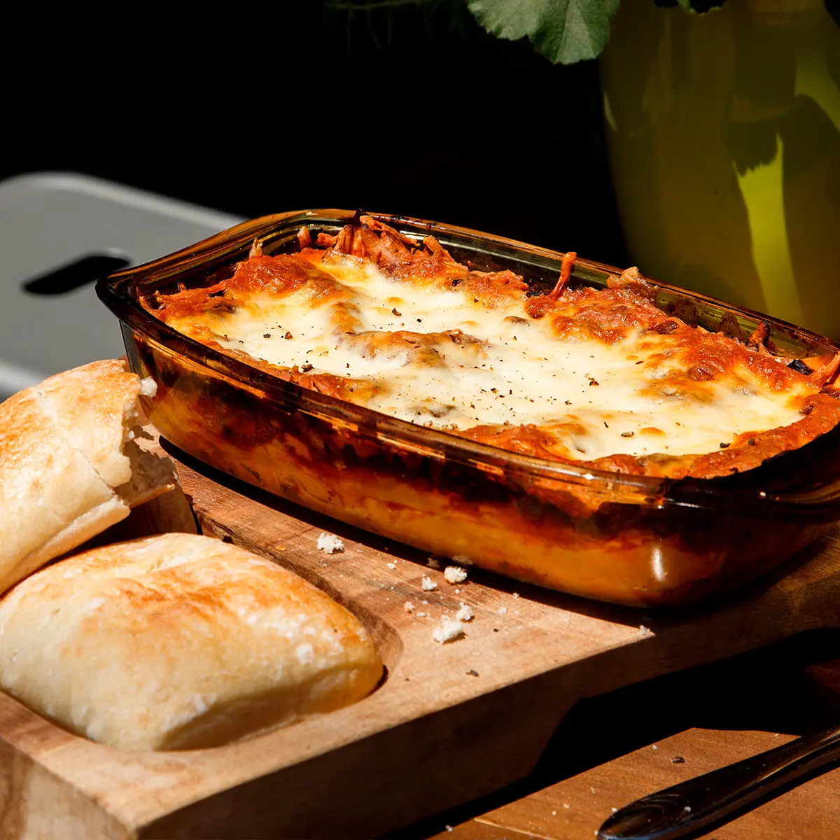 Lasagna with cheese and meat