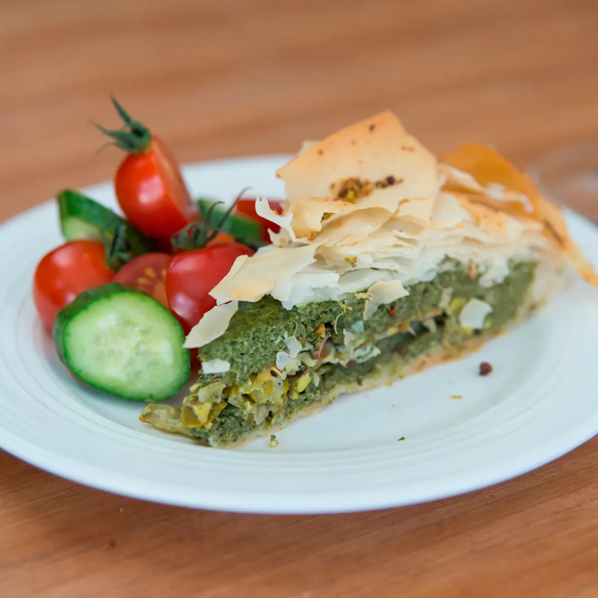 Leeks and pistachios spanakopita