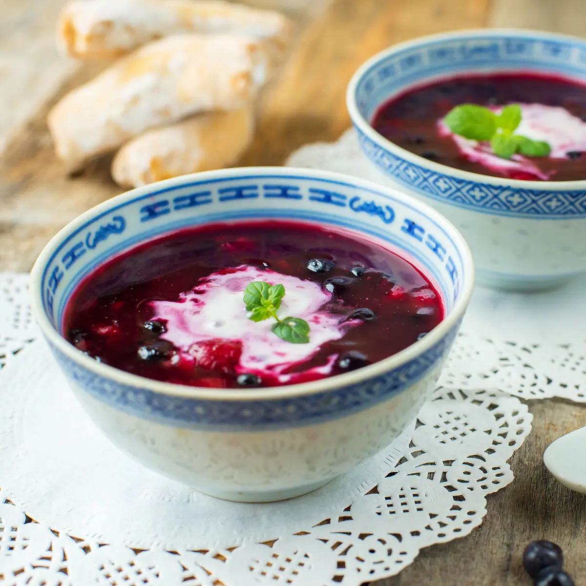Blueberries dessert soup