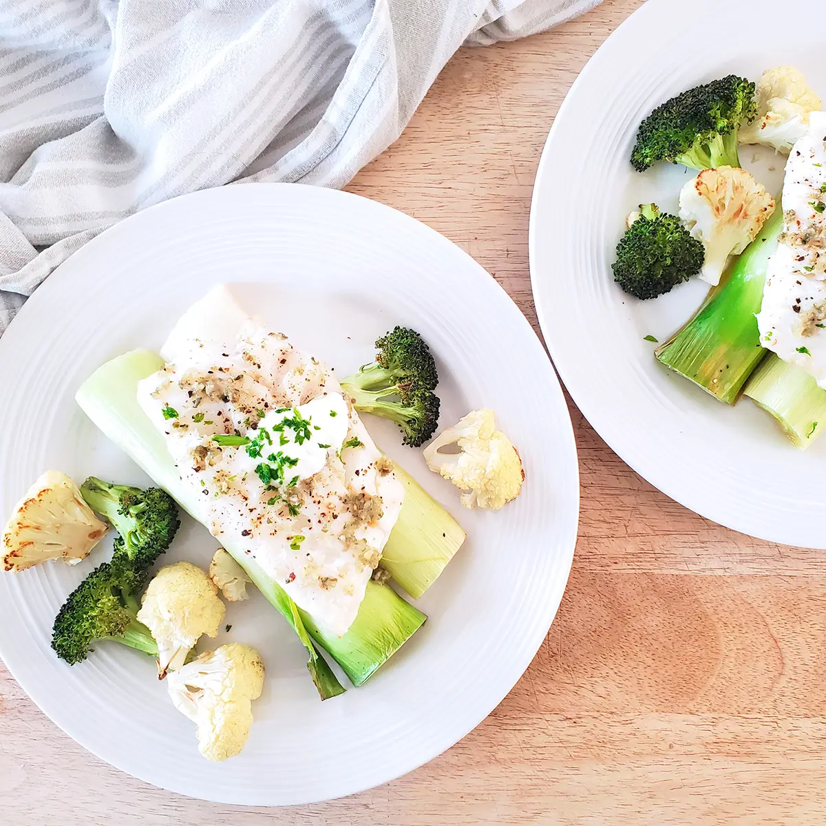 Cod fillet and leeks