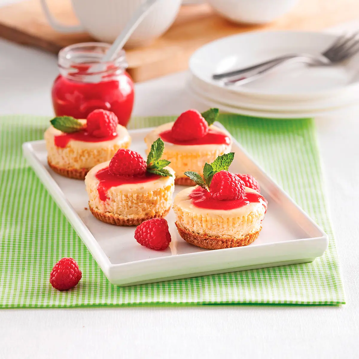 Mini-cheesecakes aux framboises