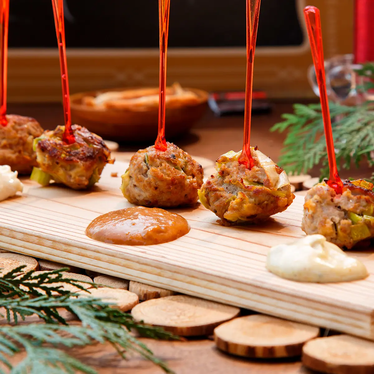 Chicken meatballs with leeks