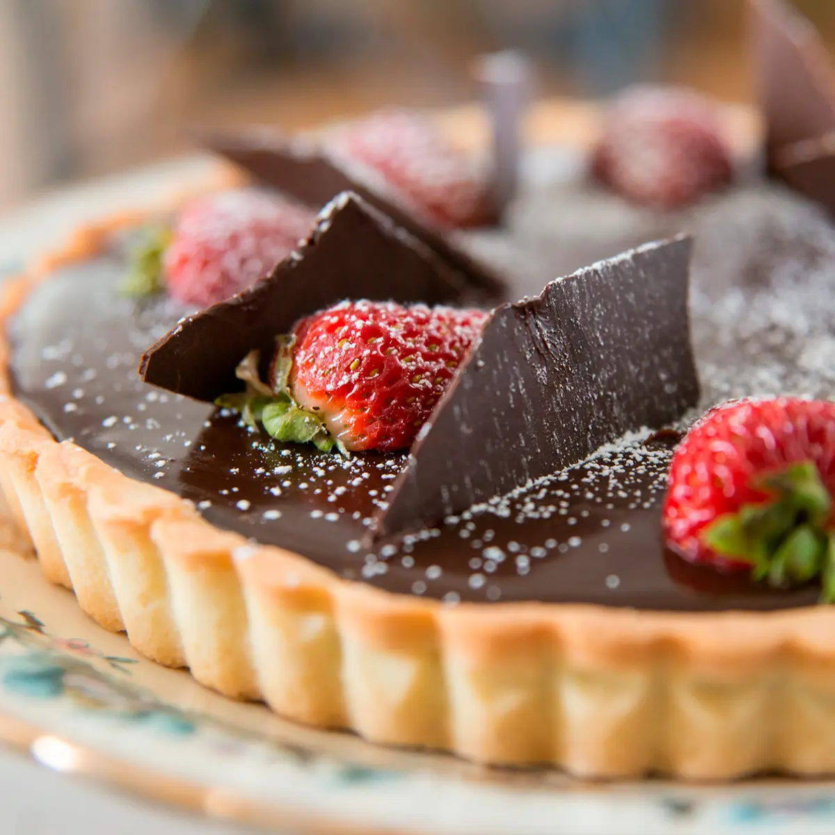 Chocolate and strawberry pie