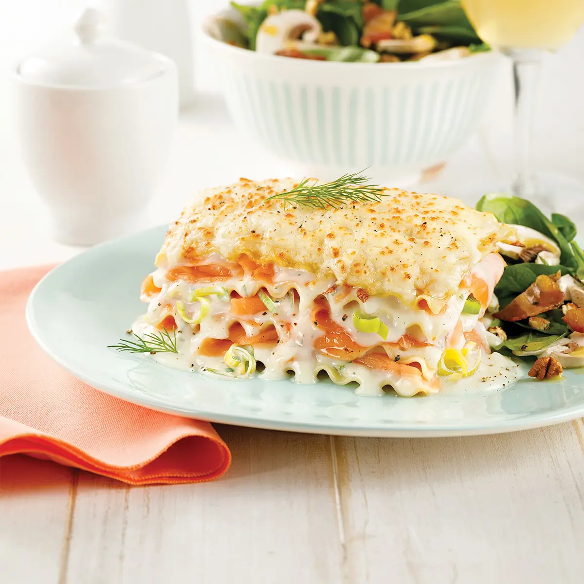 Smoked salmon lasagna