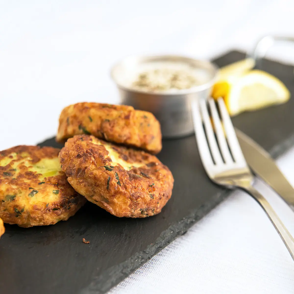 Leek maakouda with zaatar labneh sauce