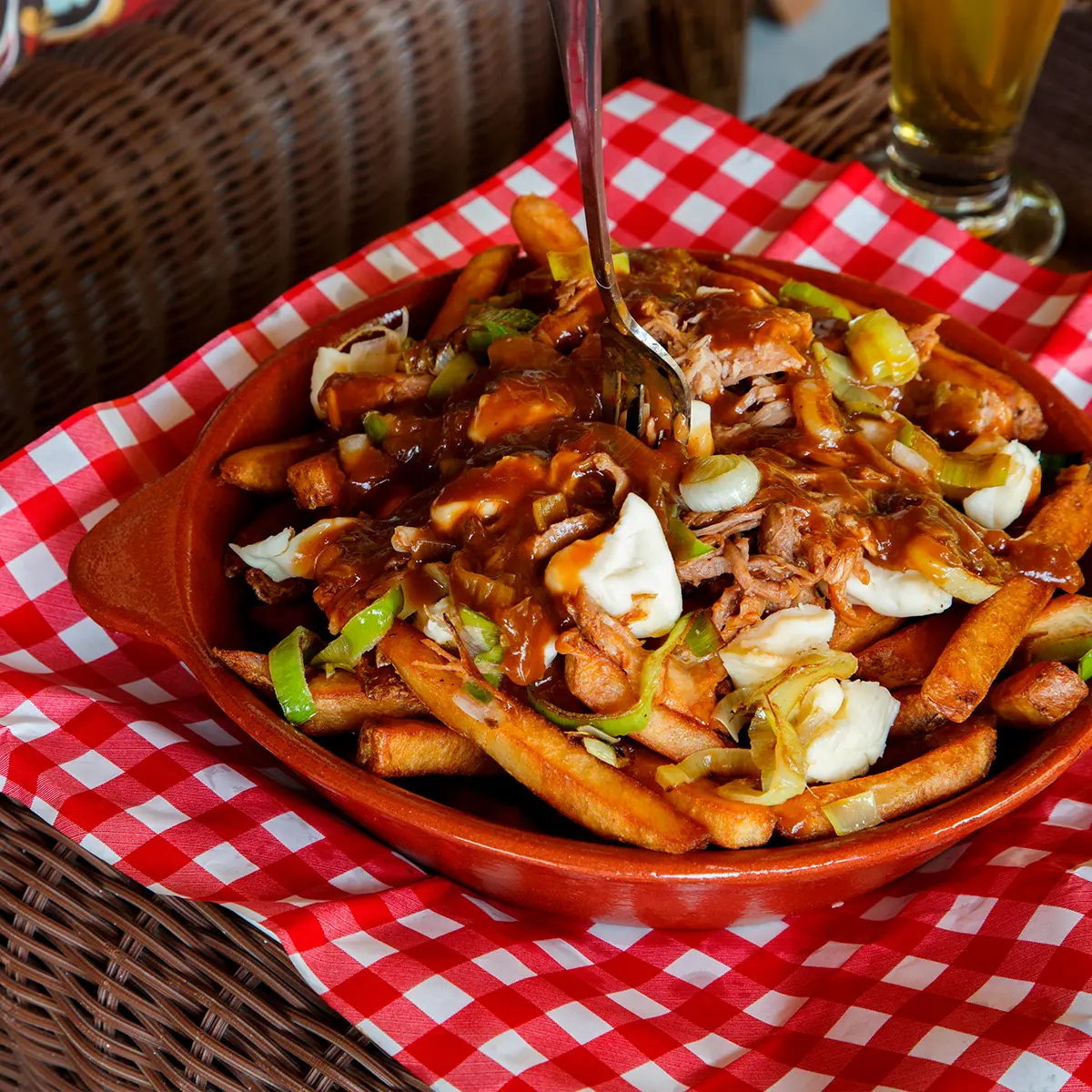 Pulled pork and leeks poutine 