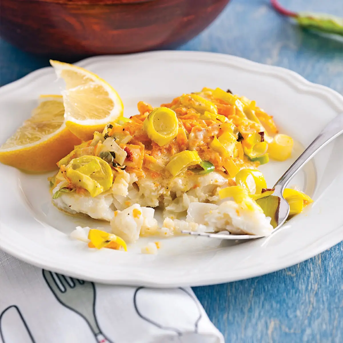 Poisson à la courge et aux poireaux